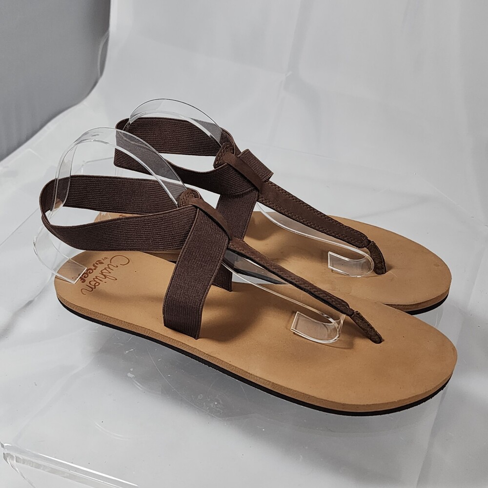 Reef Women 10 Cushion Moon Gladiator Sandals Brown Flat Open Toe Casual T Strap